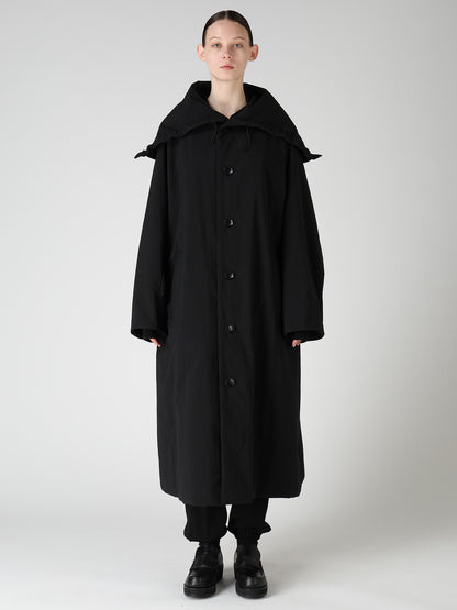 NYLON PADDED TASLAN OXFORD STAND HOODIE COAT