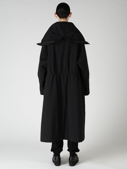 NYLON PADDED TASLAN OXFORD STAND HOODIE COAT