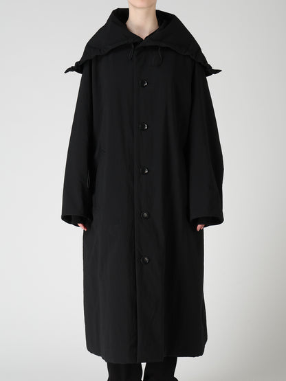 NYLON PADDED TASLAN OXFORD STAND HOODIE COAT