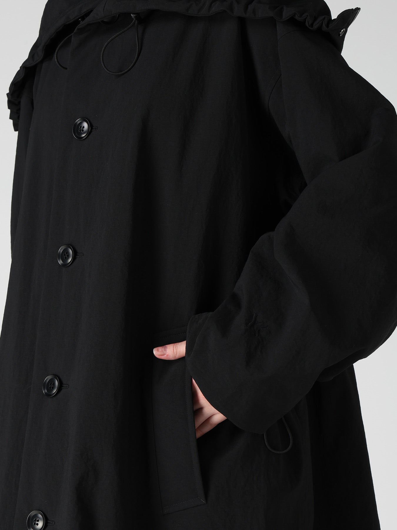 NYLON PADDED TASLAN OXFORD STAND HOODIE COAT – THE SHOP YOHJI YAMAMOTO