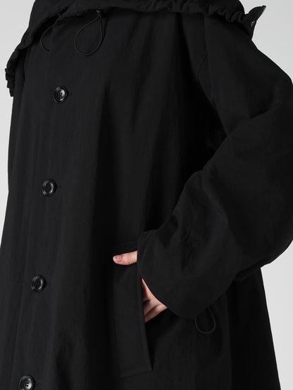 NYLON PADDED TASLAN OXFORD STAND HOODIE COAT