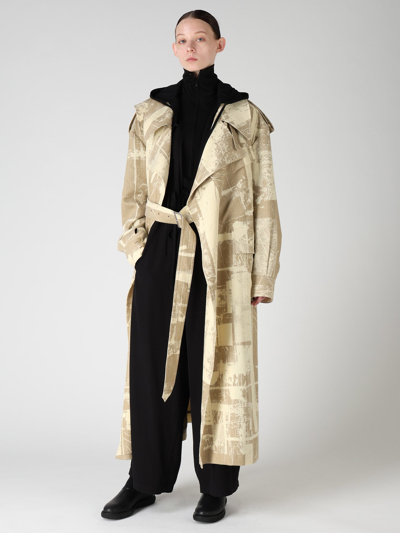 WOOL BLEND HERRINGBONE MOTO COAT