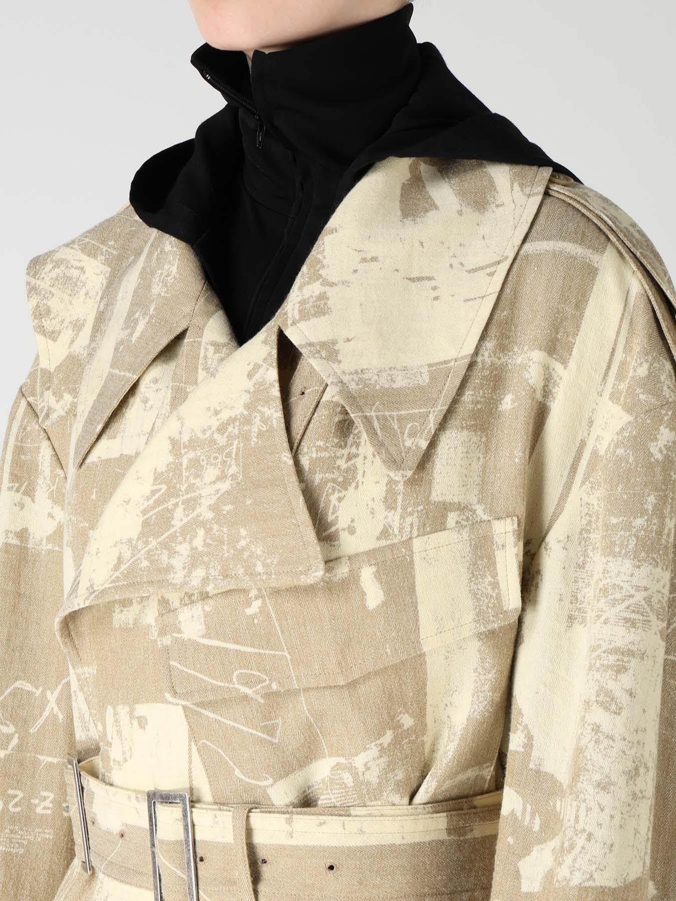 WOOL BLEND HERRINGBONE MOTO COAT