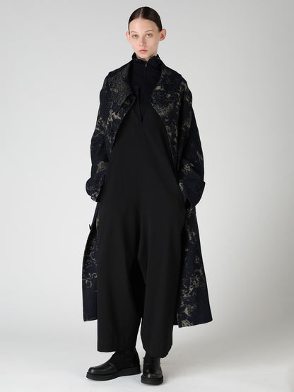 DENIM JACQUARD ARRANGED SLEEVE COAT