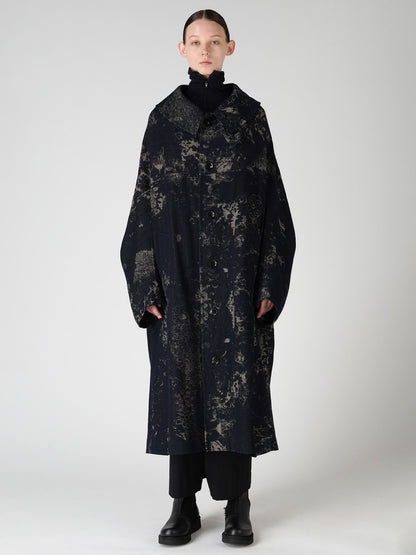 DENIM JACQUARD ARRANGED SLEEVE COAT