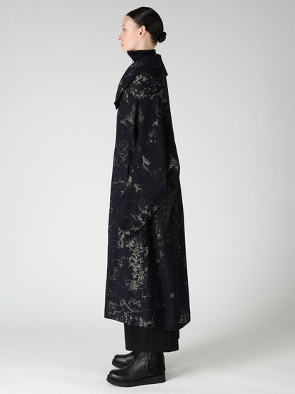 DENIM JACQUARD ARRANGED SLEEVE COAT