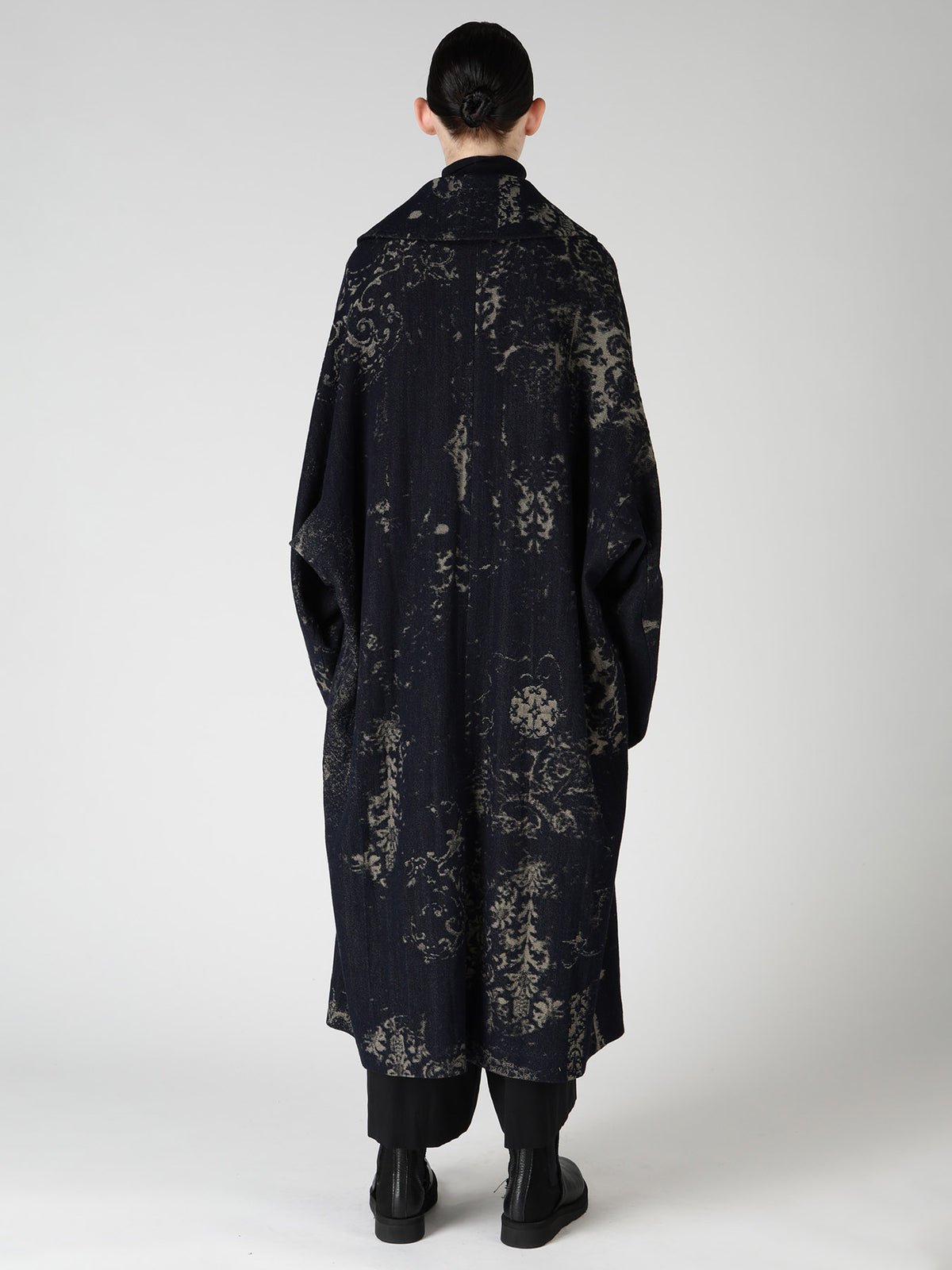 DENIM JACQUARD ARRANGED SLEEVE COAT