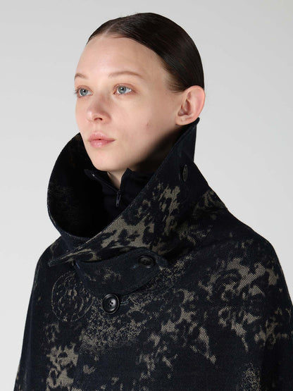 DENIM JACQUARD ARRANGED SLEEVE COAT