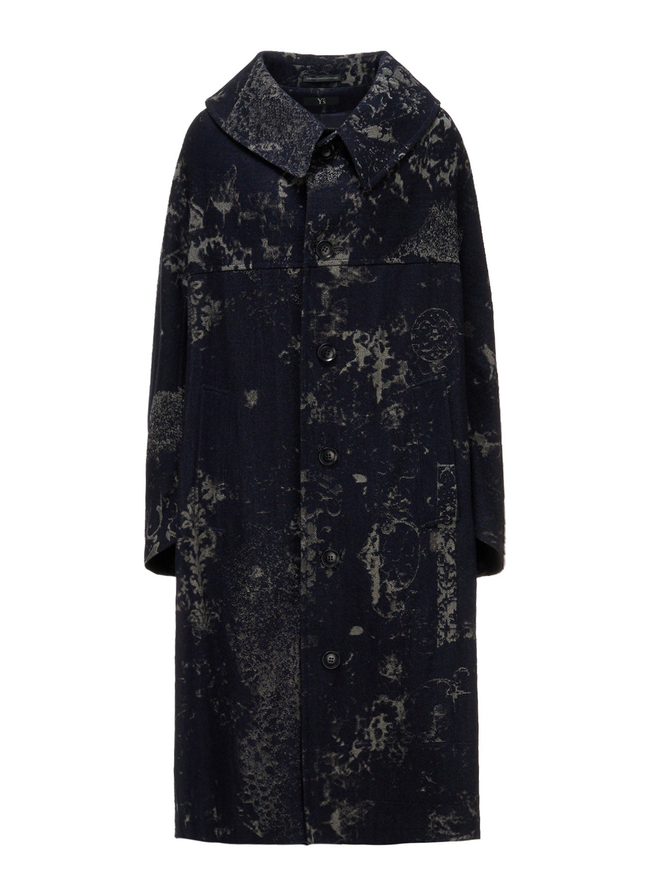DENIM JACQUARD ARRANGED SLEEVE COAT