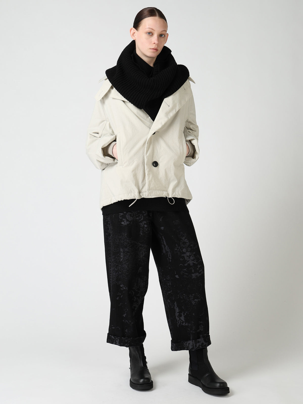 NYLON PADDED TASLAN OXFORD ARRANGED 3/4 SLEEVE COAT