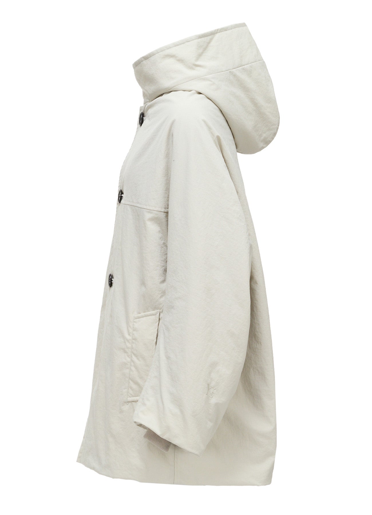NYLON PADDED TASLAN OXFORD HOODED SHORT COAT