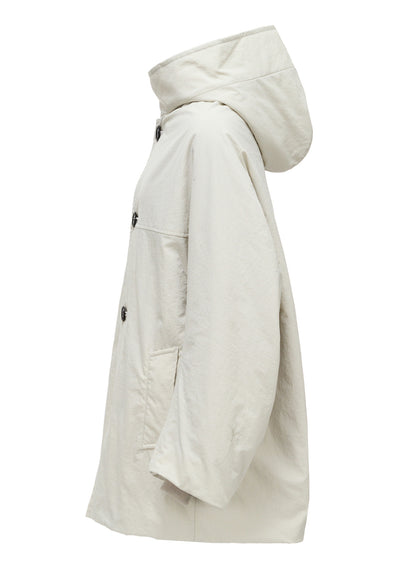 NYLON PADDED TASLAN OXFORD HOODED SHORT COAT