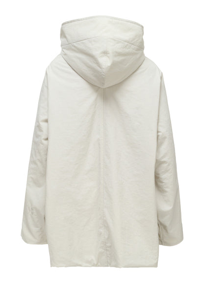NYLON PADDED TASLAN OXFORD HOODED SHORT COAT