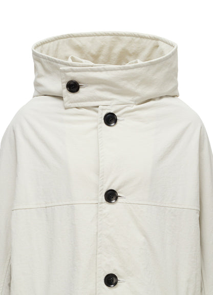 NYLON PADDED TASLAN OXFORD HOODED SHORT COAT