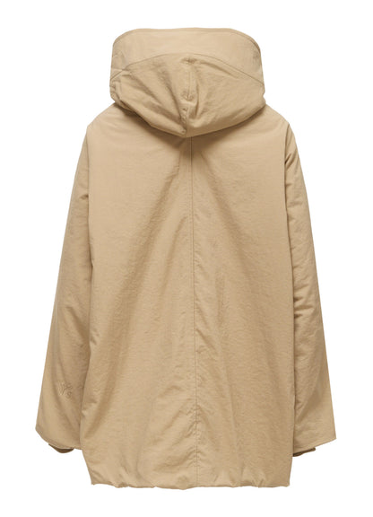 NYLON PADDED TASLAN OXFORD HOODED SHORT COAT