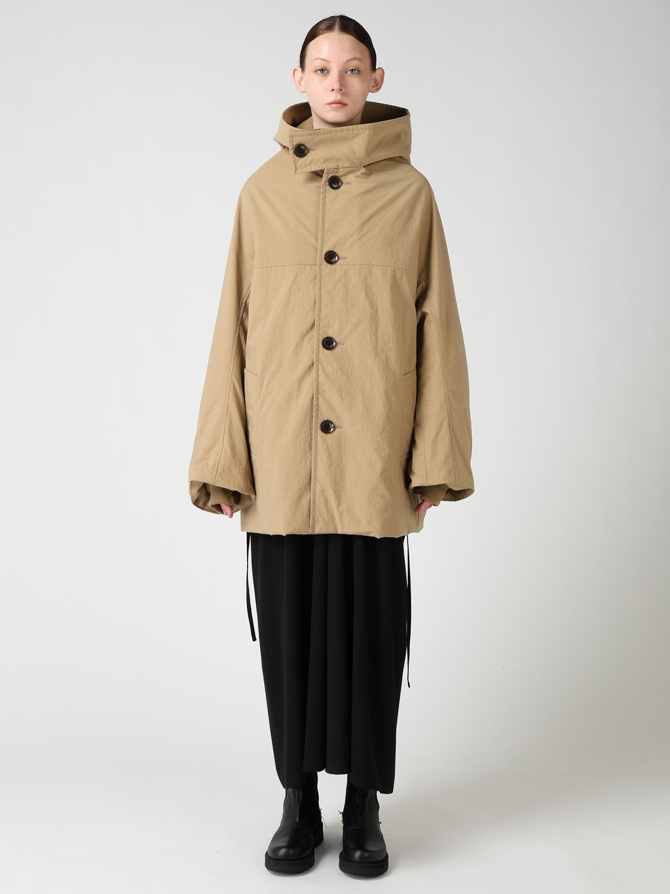 NYLON PADDED TASLAN OXFORD HOODED SHORT COAT – THE SHOP YOHJI YAMAMOTO