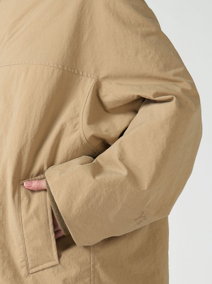 NYLON PADDED TASLAN OXFORD HOODED SHORT COAT