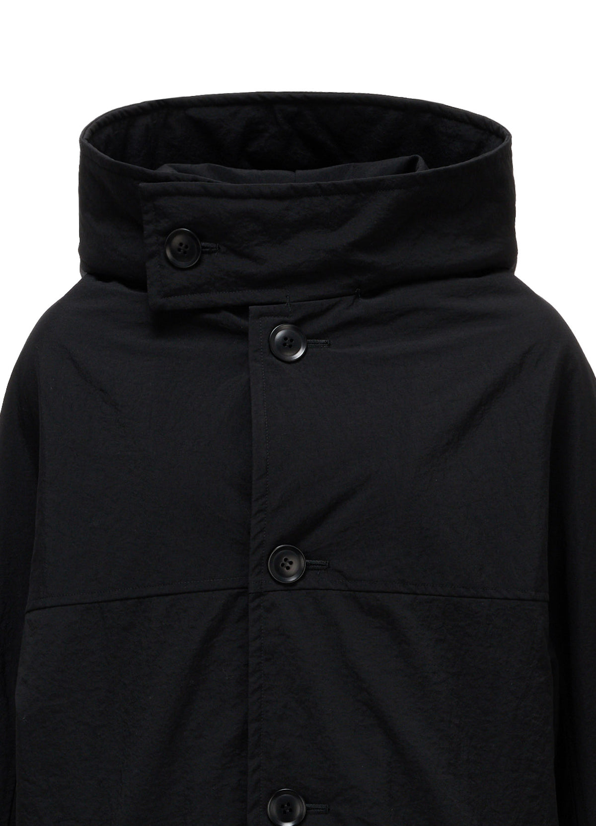 NYLON PADDED TASLAN OXFORD HOODED SHORT COAT