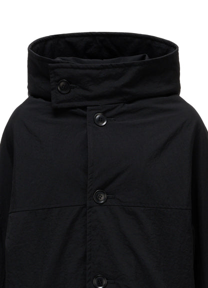 NYLON PADDED TASLAN OXFORD HOODED SHORT COAT