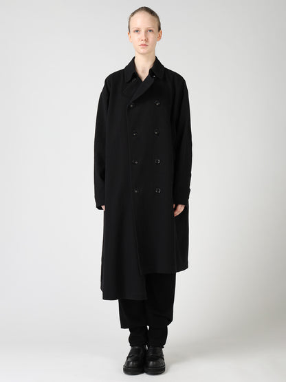 COTTON FLAX ASYMMETRIC TRENCH COAT