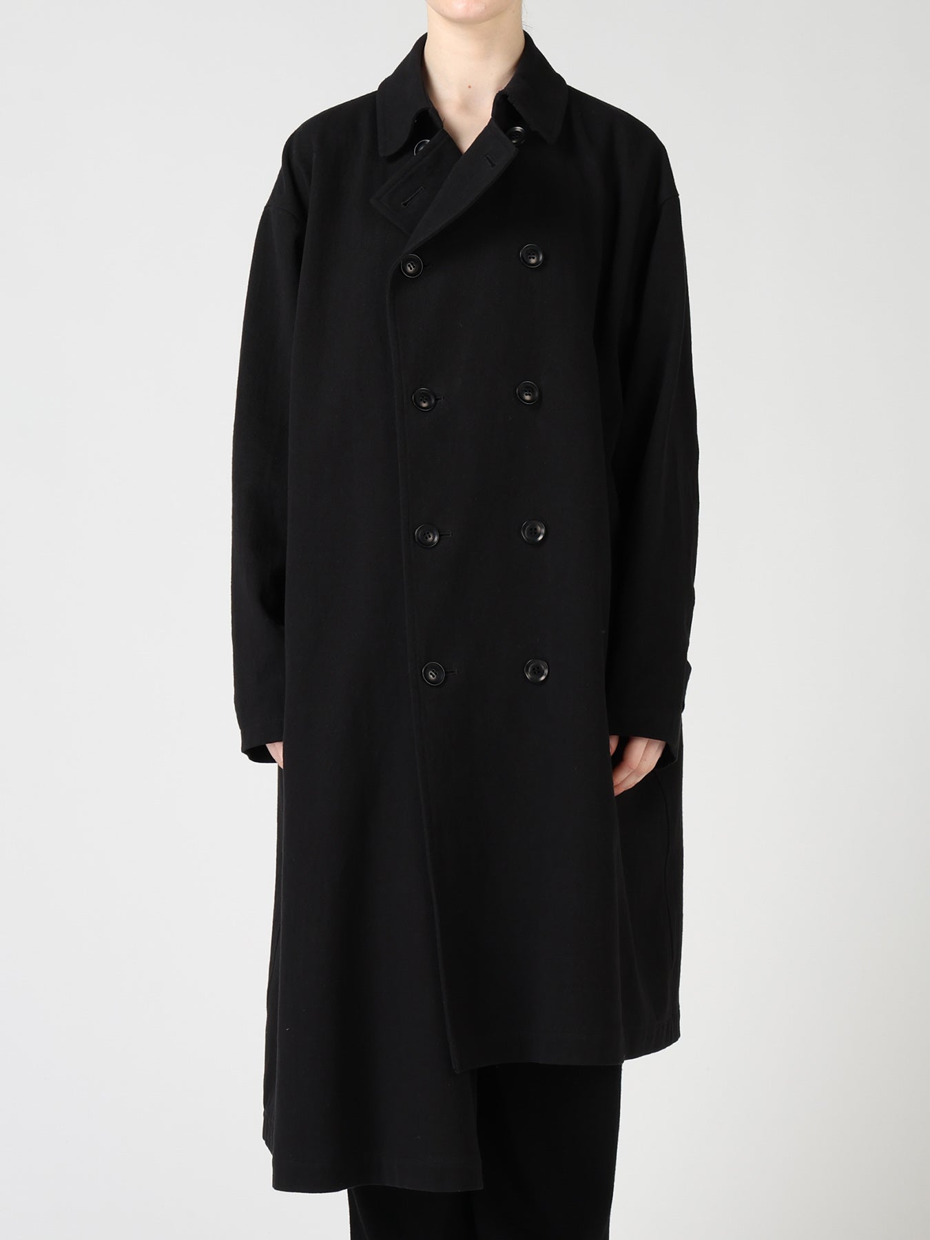 COTTON FLAX ASYMMETRIC TRENCH COAT – THE SHOP YOHJI YAMAMOTO
