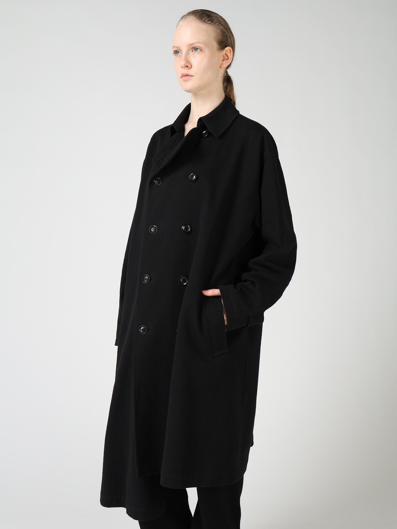COTTON FLAX ASYMMETRIC TRENCH COAT