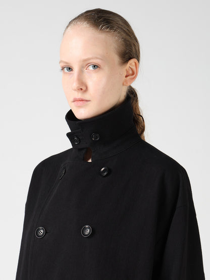 COTTON FLAX ASYMMETRIC TRENCH COAT