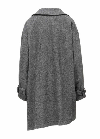 TWILL FLANNEL ASYMMETRIC HALF COAT