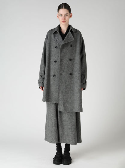 TWILL FLANNEL ASYMMETRIC HALF COAT