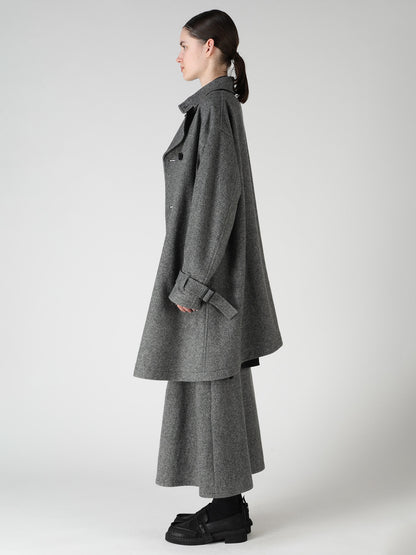 TWILL FLANNEL ASYMMETRIC HALF COAT