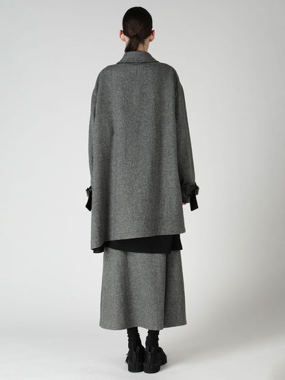 TWILL FLANNEL ASYMMETRIC HALF COAT