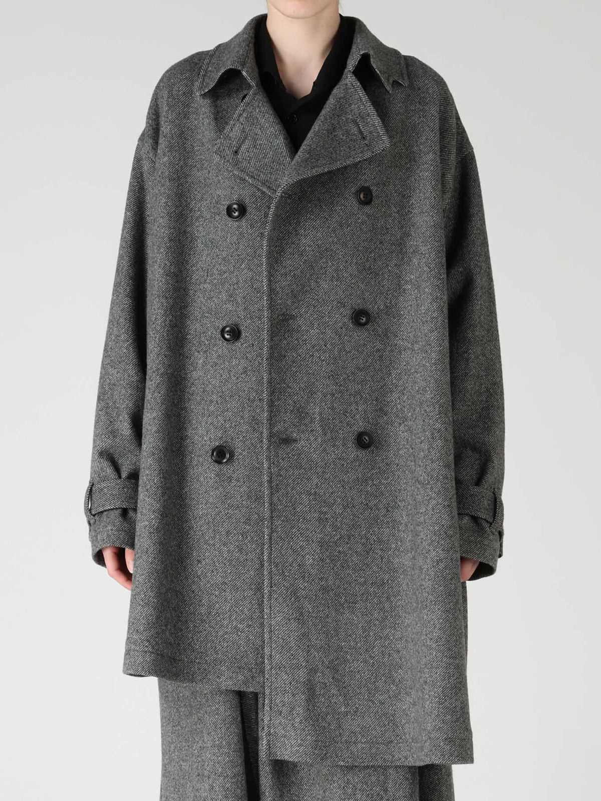 TWILL FLANNEL ASYMMETRIC HALF COAT