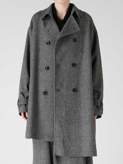 TWILL FLANNEL ASYMMETRIC HALF COAT