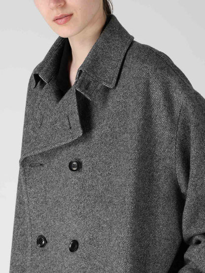 TWILL FLANNEL ASYMMETRIC HALF COAT