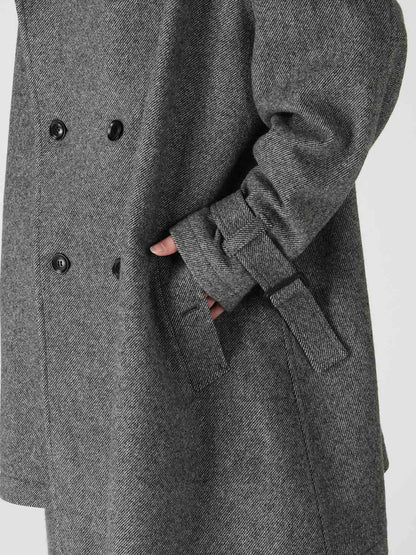 TWILL FLANNEL ASYMMETRIC HALF COAT