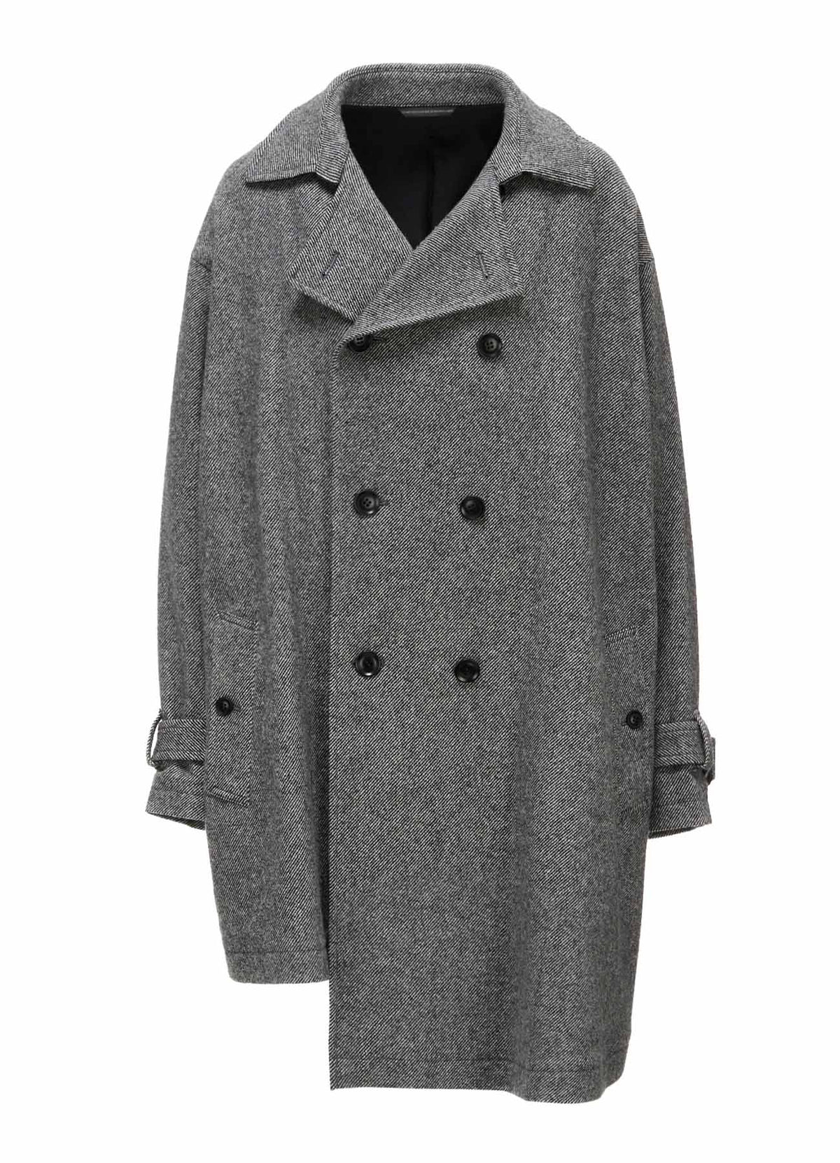 TWILL FLANNEL ASYMMETRIC HALF COAT