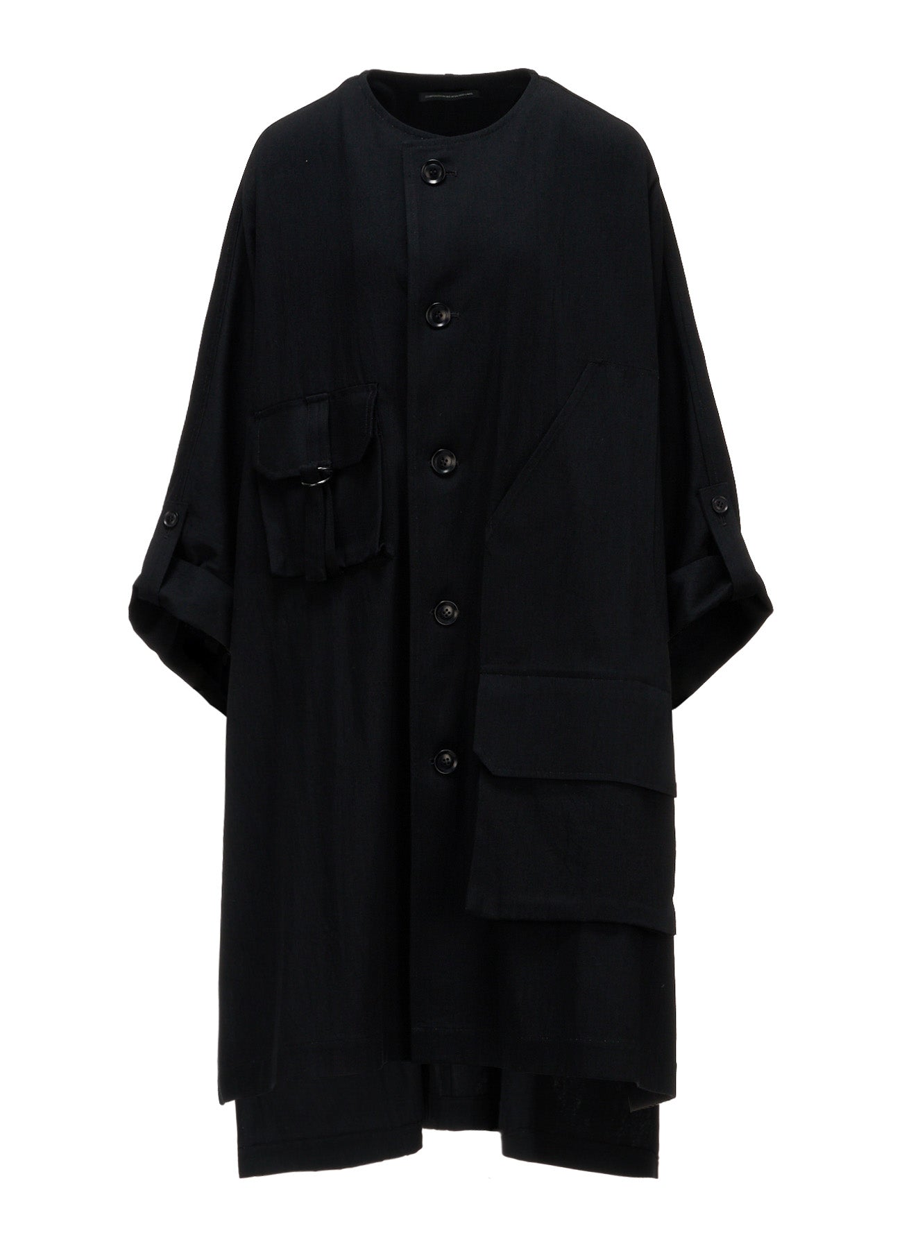 8OZ DENIM COLLARLESS DOLMAN COAT
