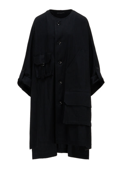 8OZ DENIM COLLARLESS DOLMAN COAT