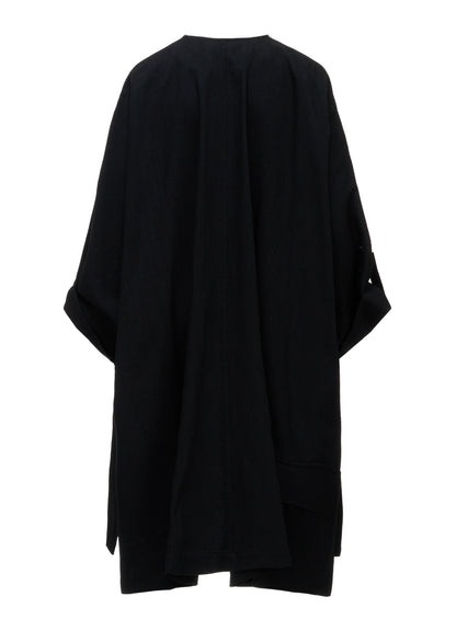 8OZ DENIM COLLARLESS DOLMAN COAT