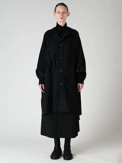 8OZ DENIM COLLARLESS DOLMAN COAT