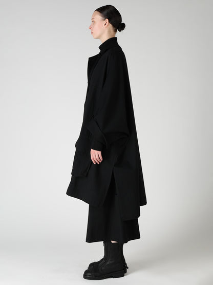 8OZ DENIM COLLARLESS DOLMAN COAT