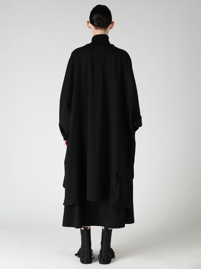 8OZ DENIM COLLARLESS DOLMAN COAT