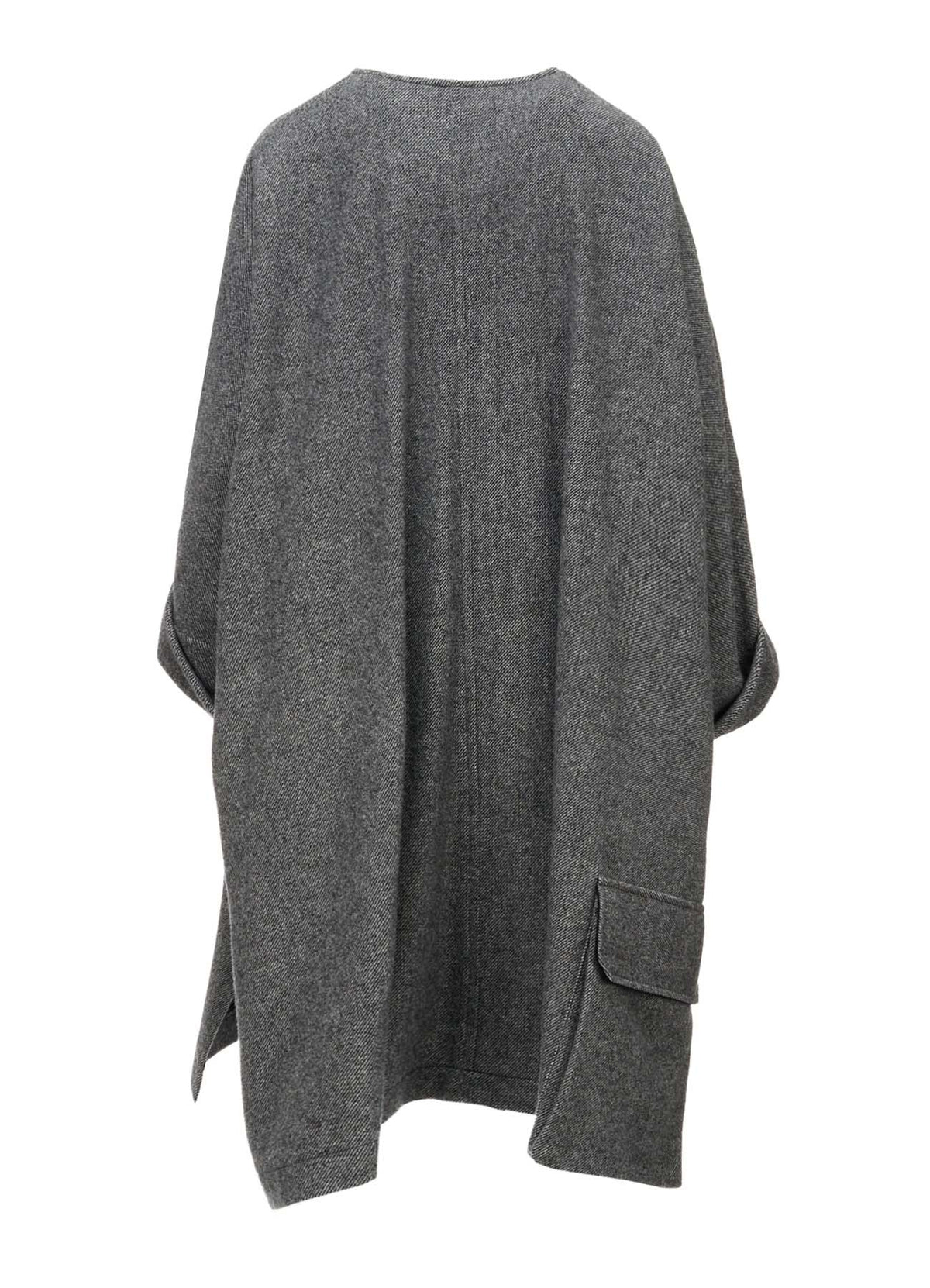 TWILL FLANNEL COLLARLESS DOLMAN COAT