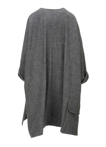 TWILL FLANNEL COLLARLESS DOLMAN COAT