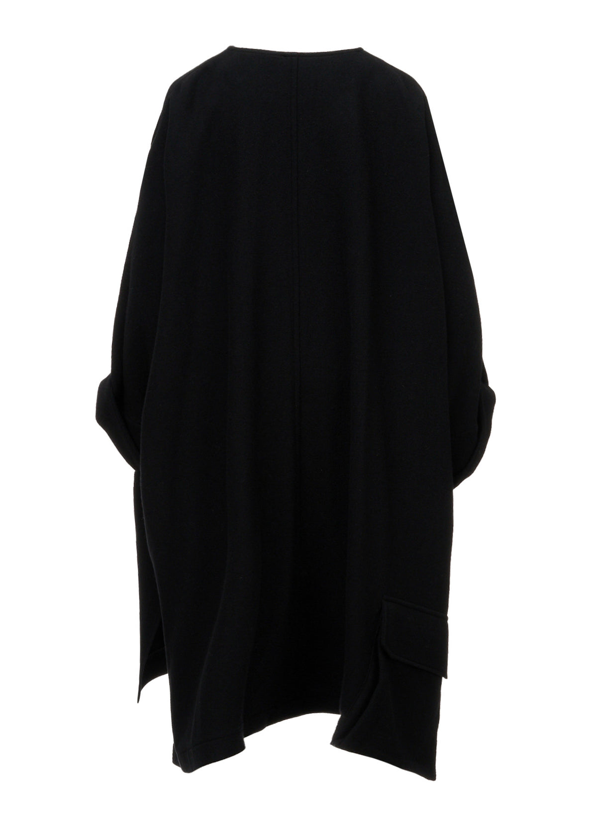 TWILL FLANNEL COLLARLESS DOLMAN COAT