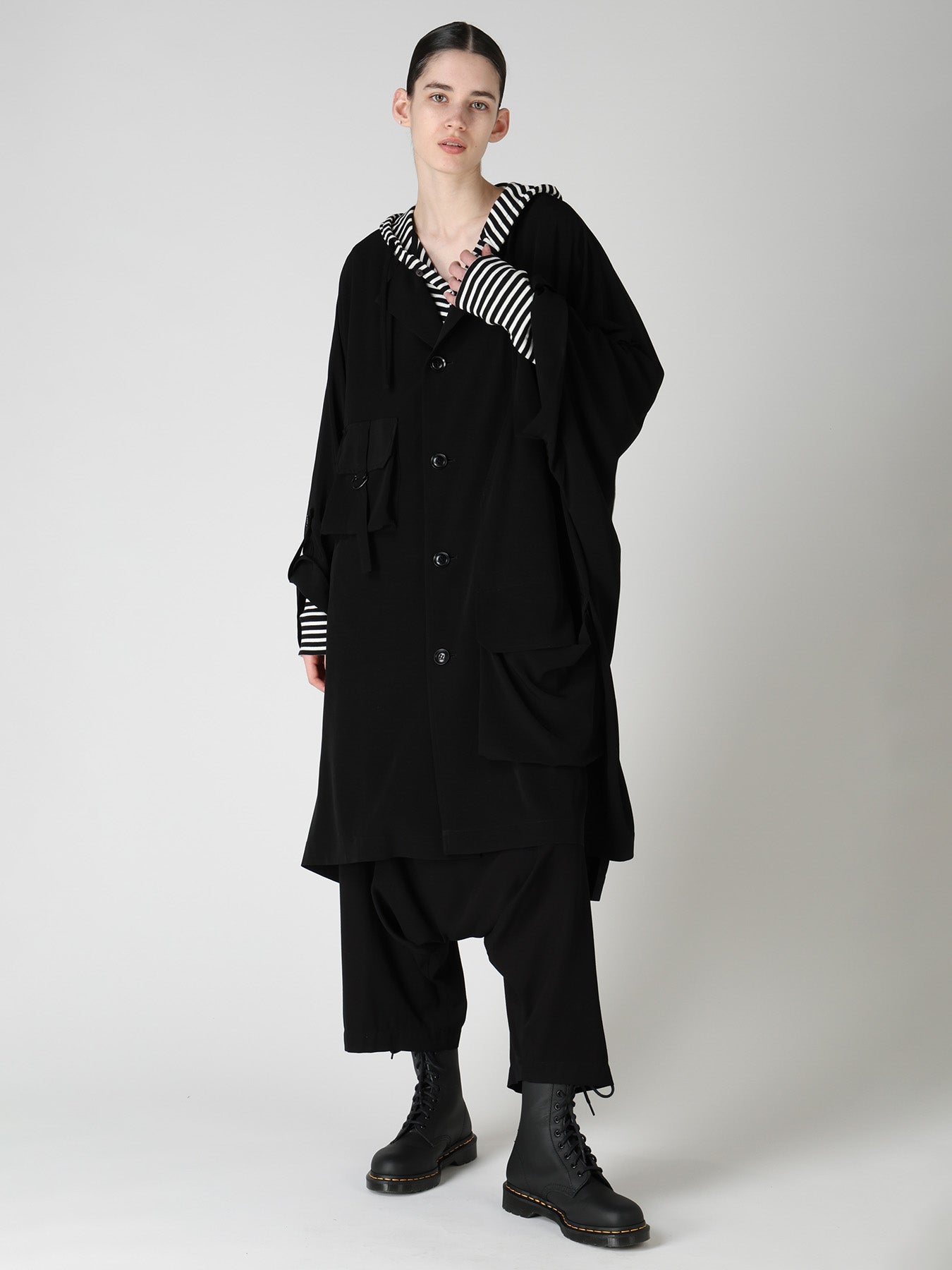 TA/PE CREPE DE CHINE COLLARLESS DOLMAN COAT – THE SHOP YOHJI YAMAMOTO