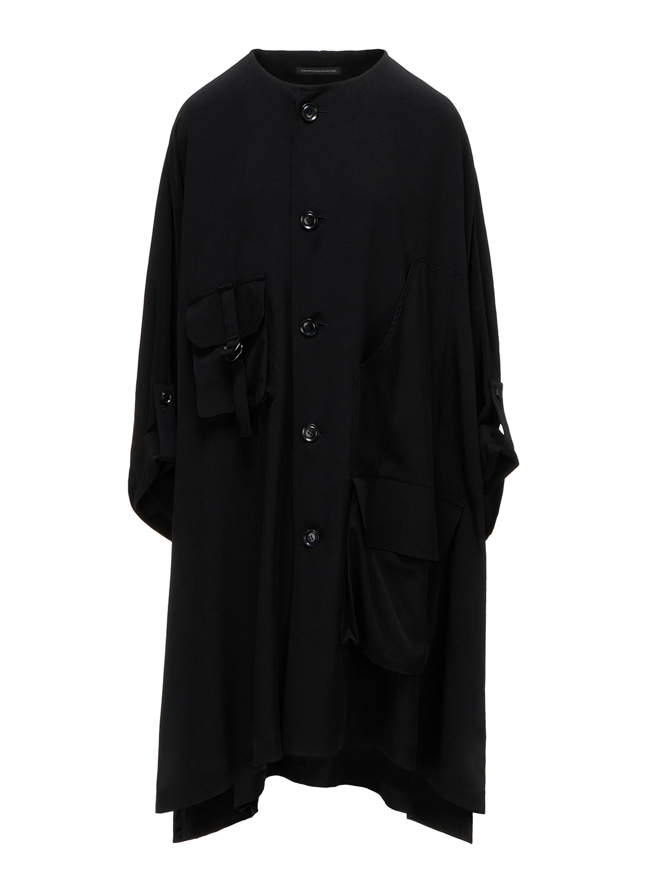TA/PE CREPE DE CHINE COLLARLESS DOLMAN COAT