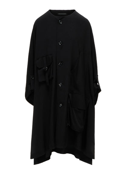 TA/PE CREPE DE CHINE COLLARLESS DOLMAN COAT