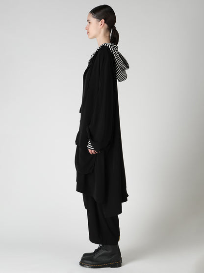 TA/PE CREPE DE CHINE COLLARLESS DOLMAN COAT