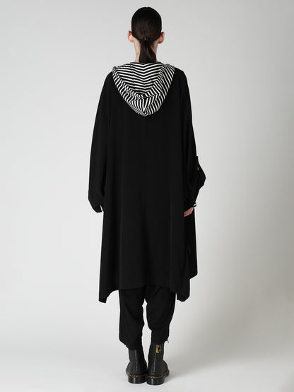 TA/PE CREPE DE CHINE COLLARLESS DOLMAN COAT